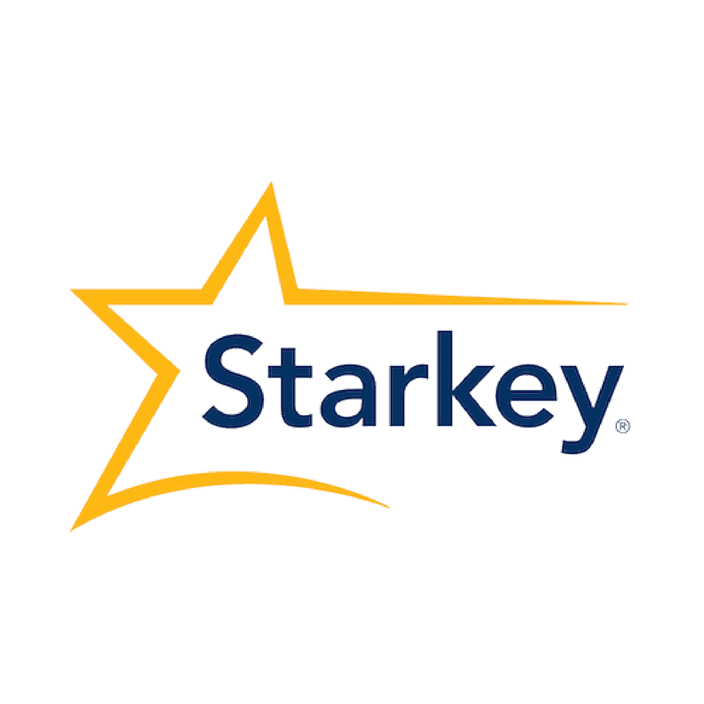 Starkey logo displaying "Starkey" with a golden open star around it