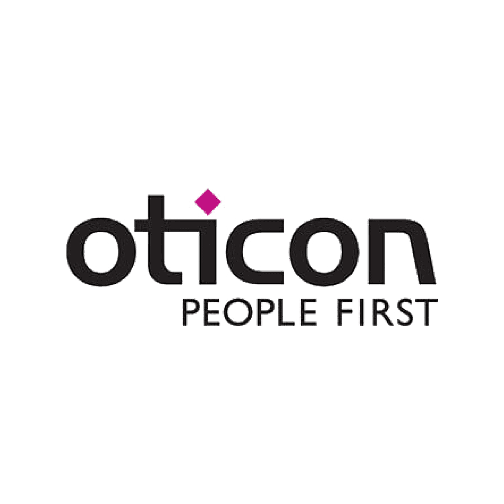 Oticon logo displaying "Oticon-PEOPLE FIRST"