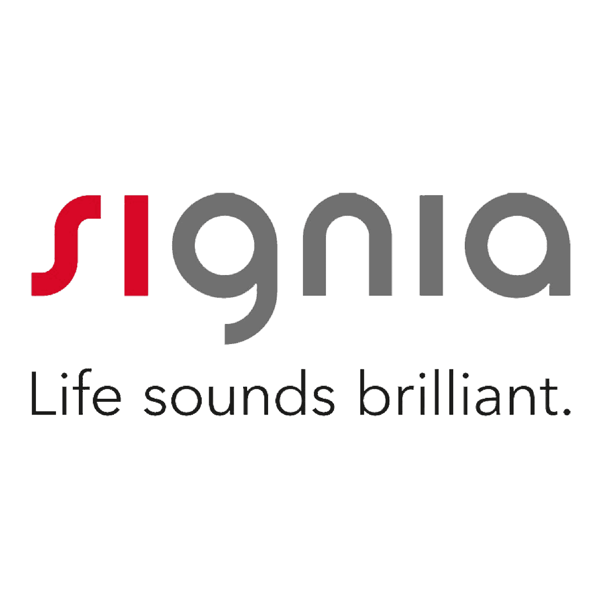 Signia logo displaying "Signia-Life sounds brilliant"